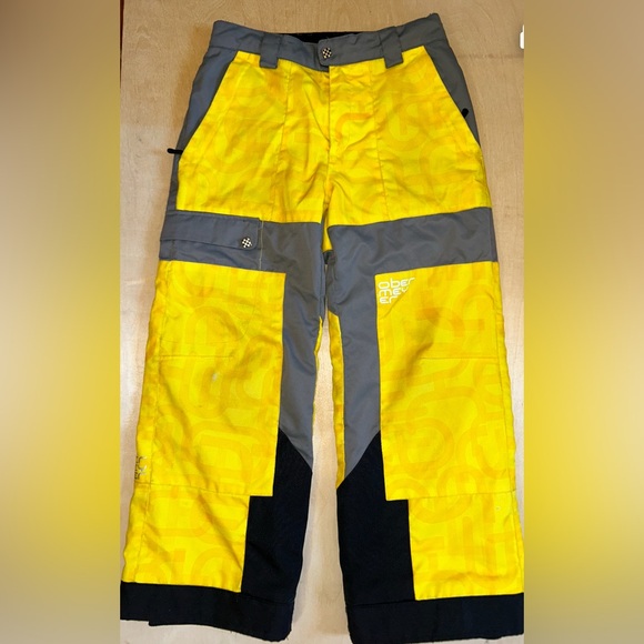 Obermeyer EXTENDED LENGTH Junior Sz 10 Snow Ski Snowboard Pants Yellow Black - Picture 1 of 16